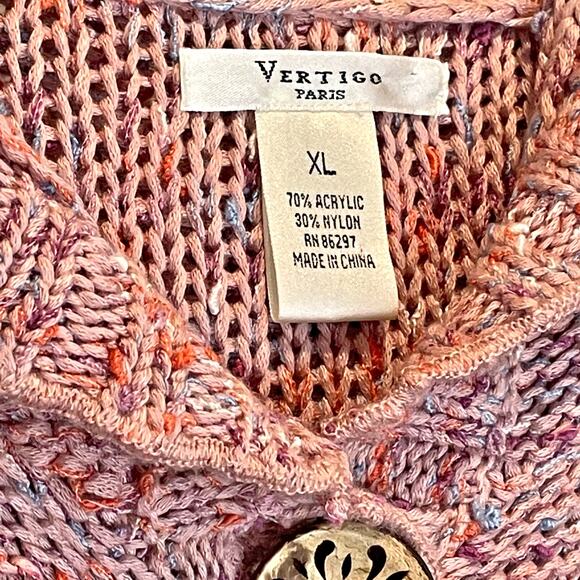 Vertigo Open Knit Hooded Cardigan Sweater - size XL - Picture 4 of 7